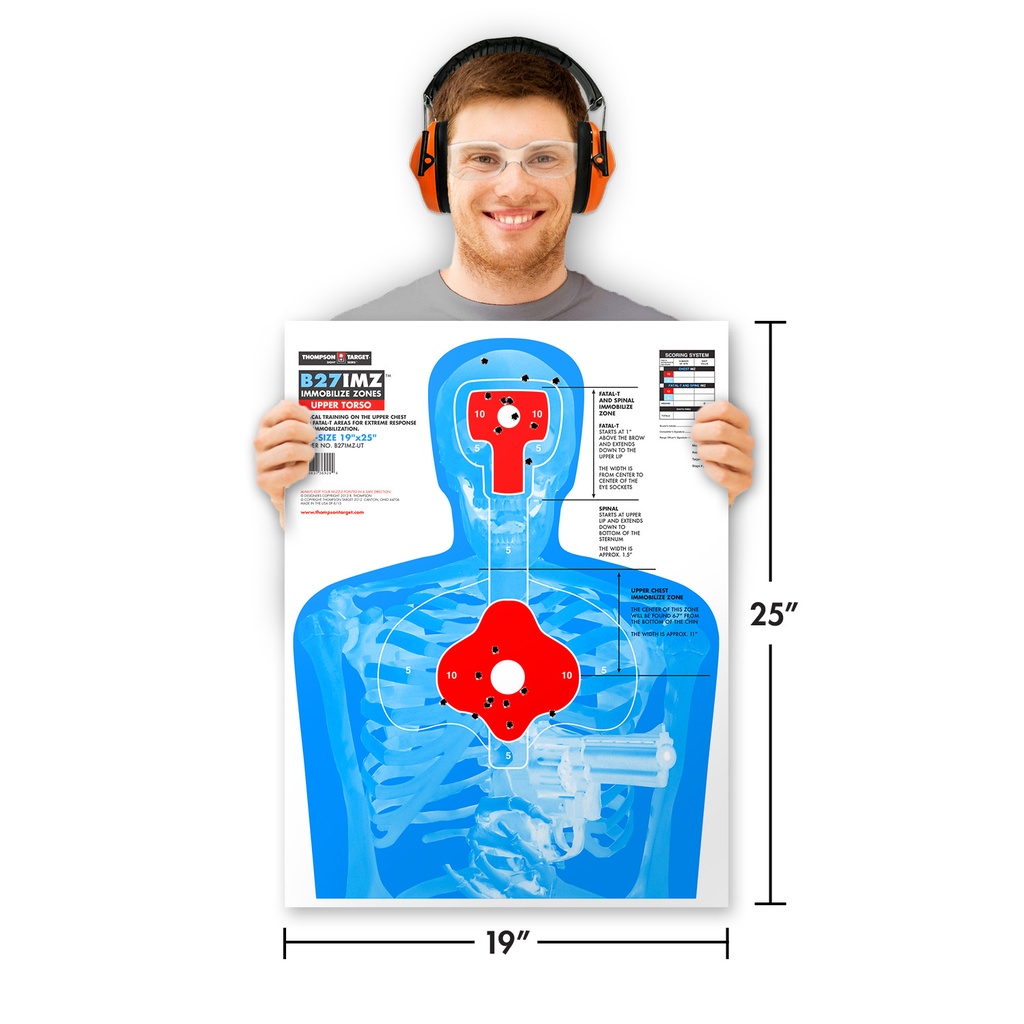 B27-IMZ Upper Torso 19&quot;x25&quot; Paper Targets (100 Pack)