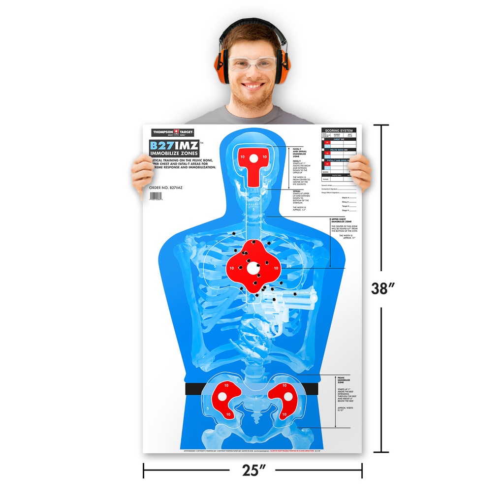 Case of 12 - B27-IMZ Silhouette 25&quot;x38&quot; Paper Targets (10 Pack Roll)