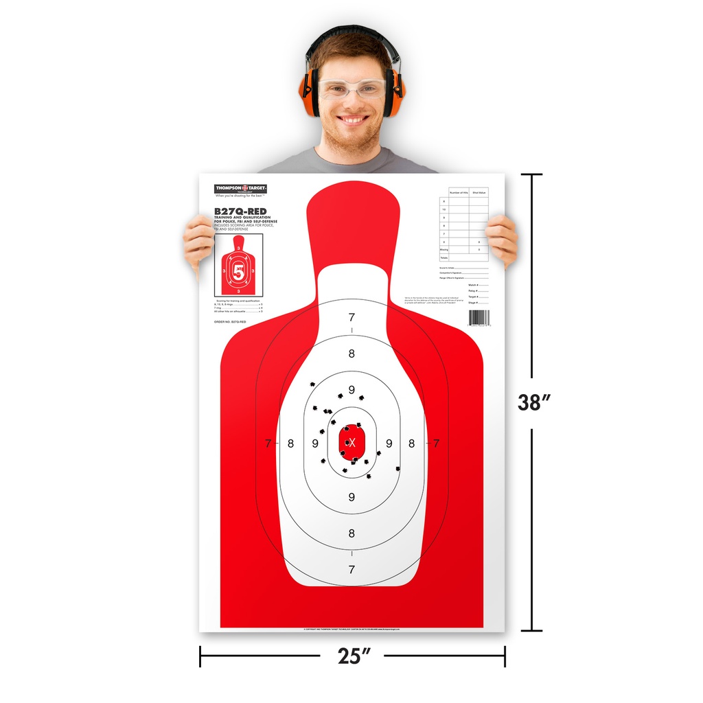 Case of 12 - B27Q-RED Silhouette 25&quot;x38&quot; Paper Targets (10 Pack Roll)