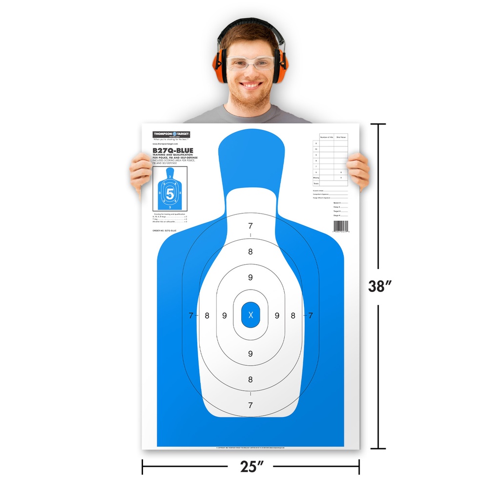 Case of 12 - B27Q-Blue Silhouette 25&quot;x38&quot; Paper Targets (10 Pack Roll)