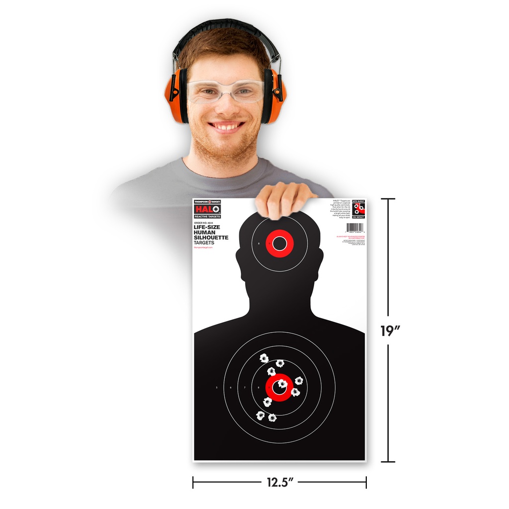 HALO Life-Size Silhouette 12.5&quot;x19&quot; Reactive Targets (20 Pack)