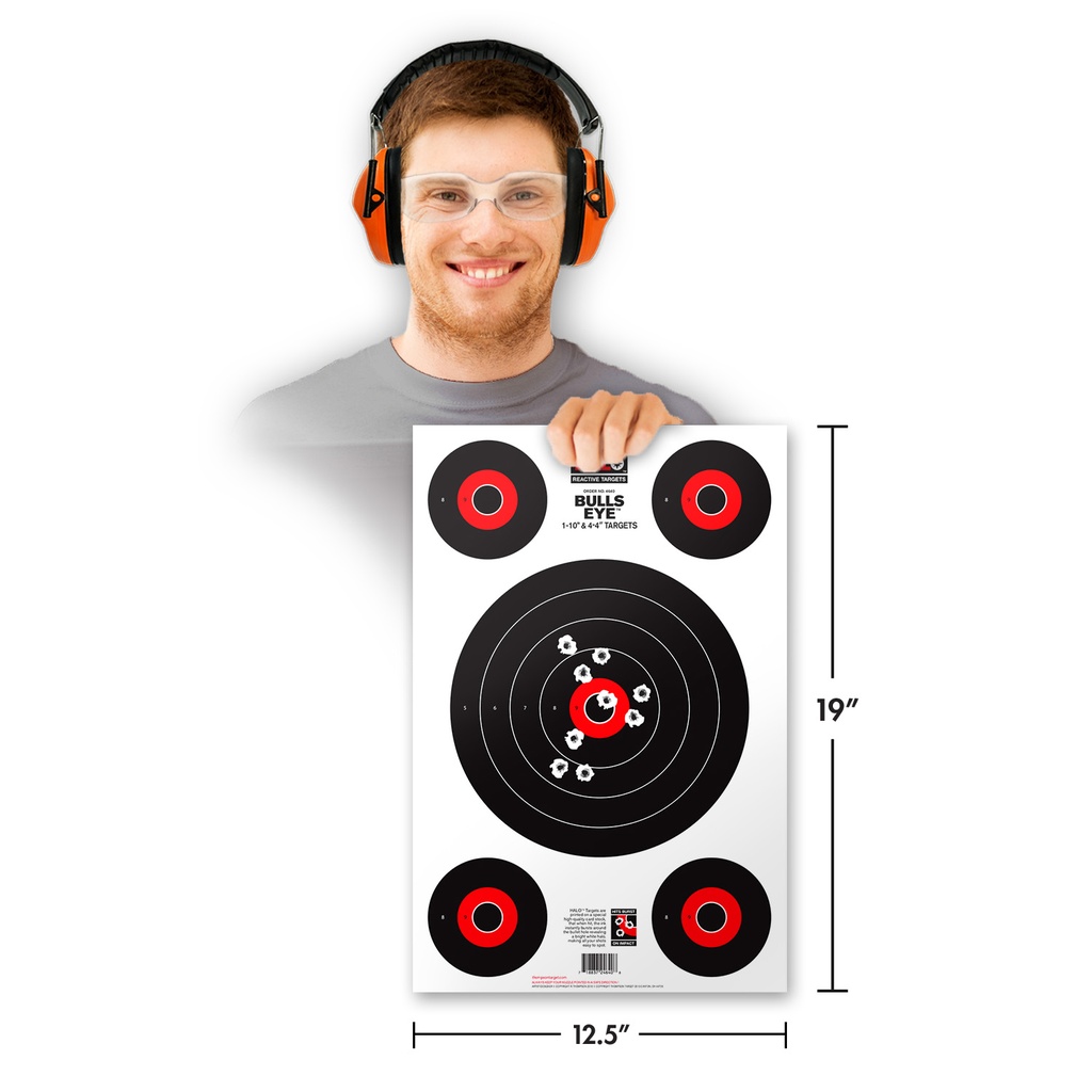 HALO Bullseye 10&quot; &amp; 4&quot; Reactive 12.5&quot;x19&quot; Targets (20 Pack)