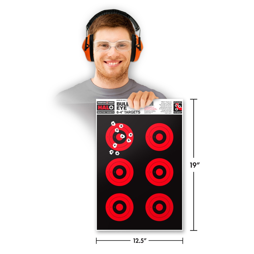 HALO Bullseye 6x4&quot; Reactive 12.5&quot;x19&quot; Targets (20 Pack)