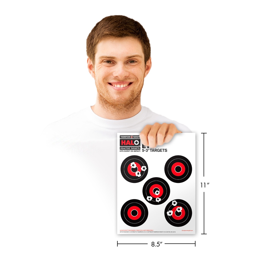 HALO 5x3&quot; Bullseye 8.5&quot;x11&quot; Reactive Targets (10 Pack)