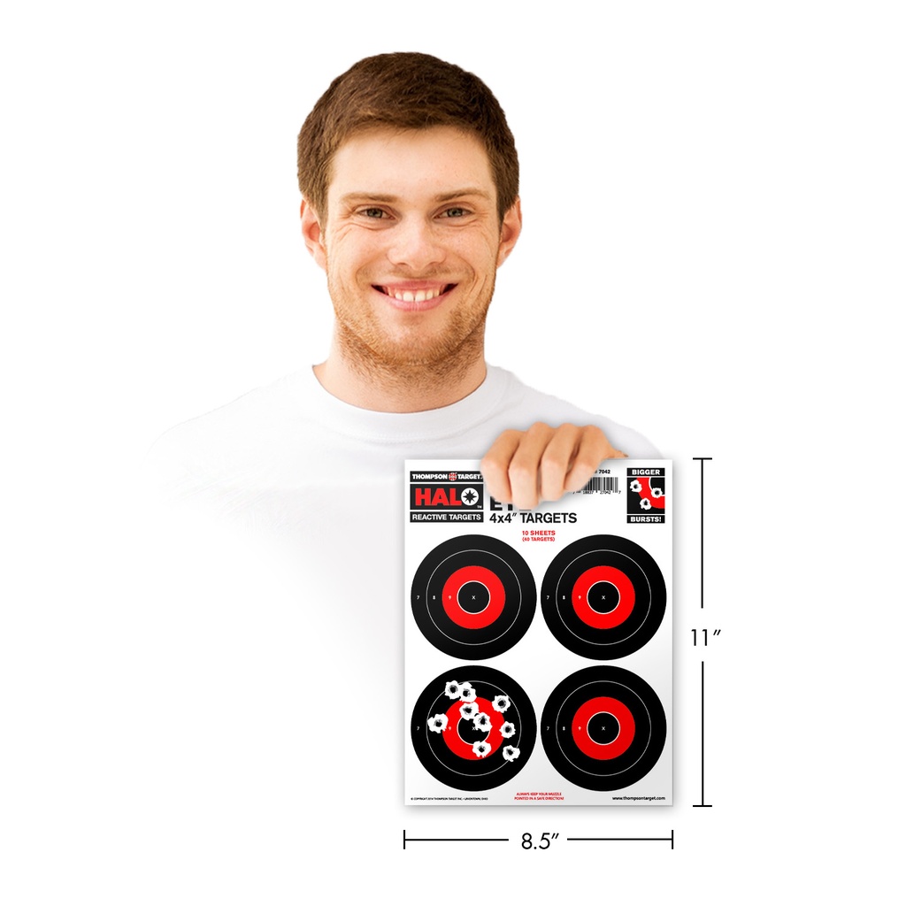 HALO 4x4&quot; Bullseye 8.5&quot;x11&quot; Reactive Targets (10 Pack)