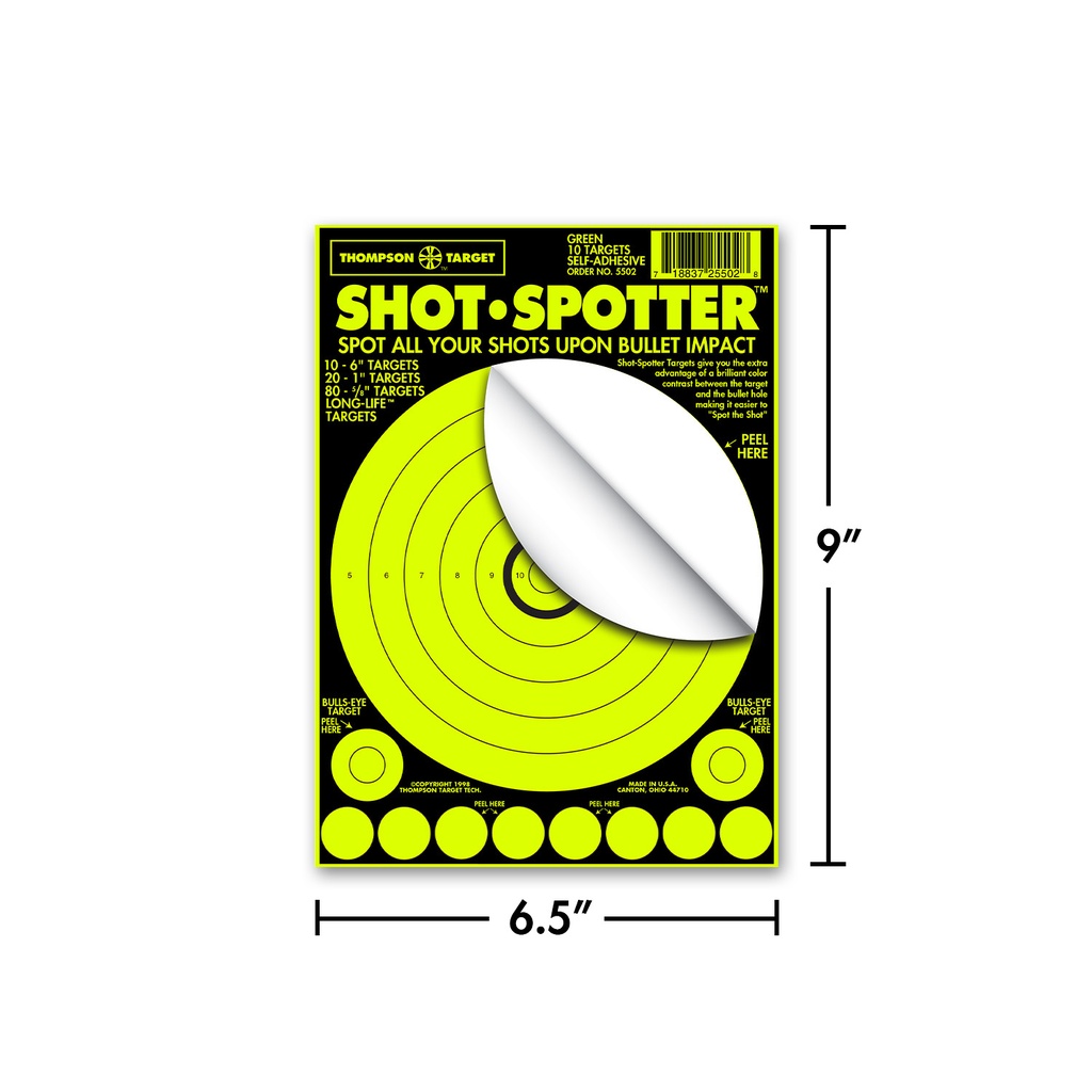 Shot-Spotter Green 6.5&quot;x9&quot; Adhesive Targets (10 Pack)