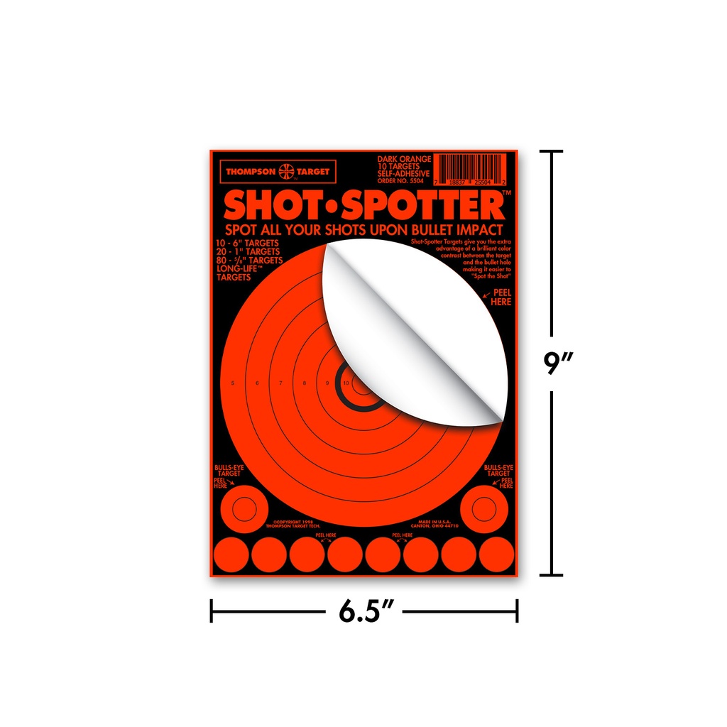 Shot-Spotter Orange 6.5&quot;x9&quot; Adhesive Targets (30 Pack)