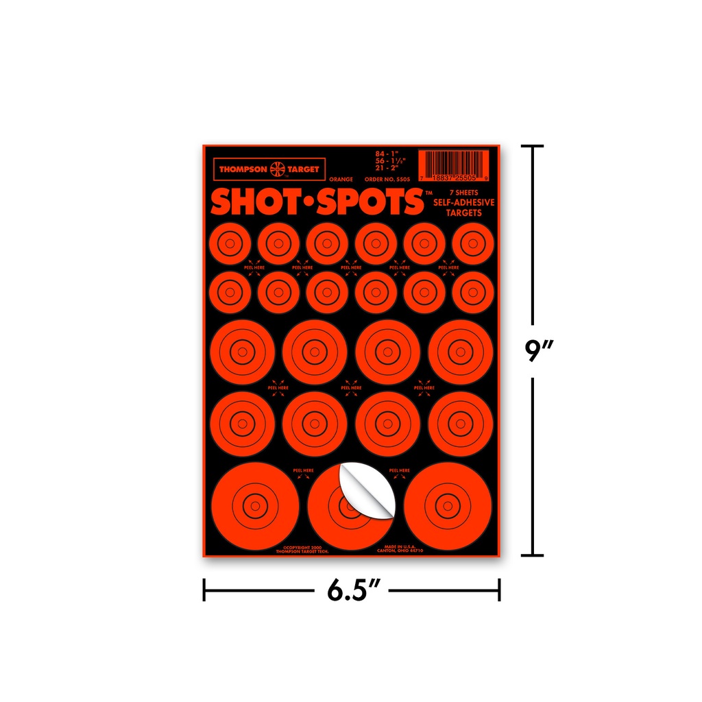 Shot-Spots Orange 6.5&quot;x9&quot; Adhesive Targets (30 Pack)