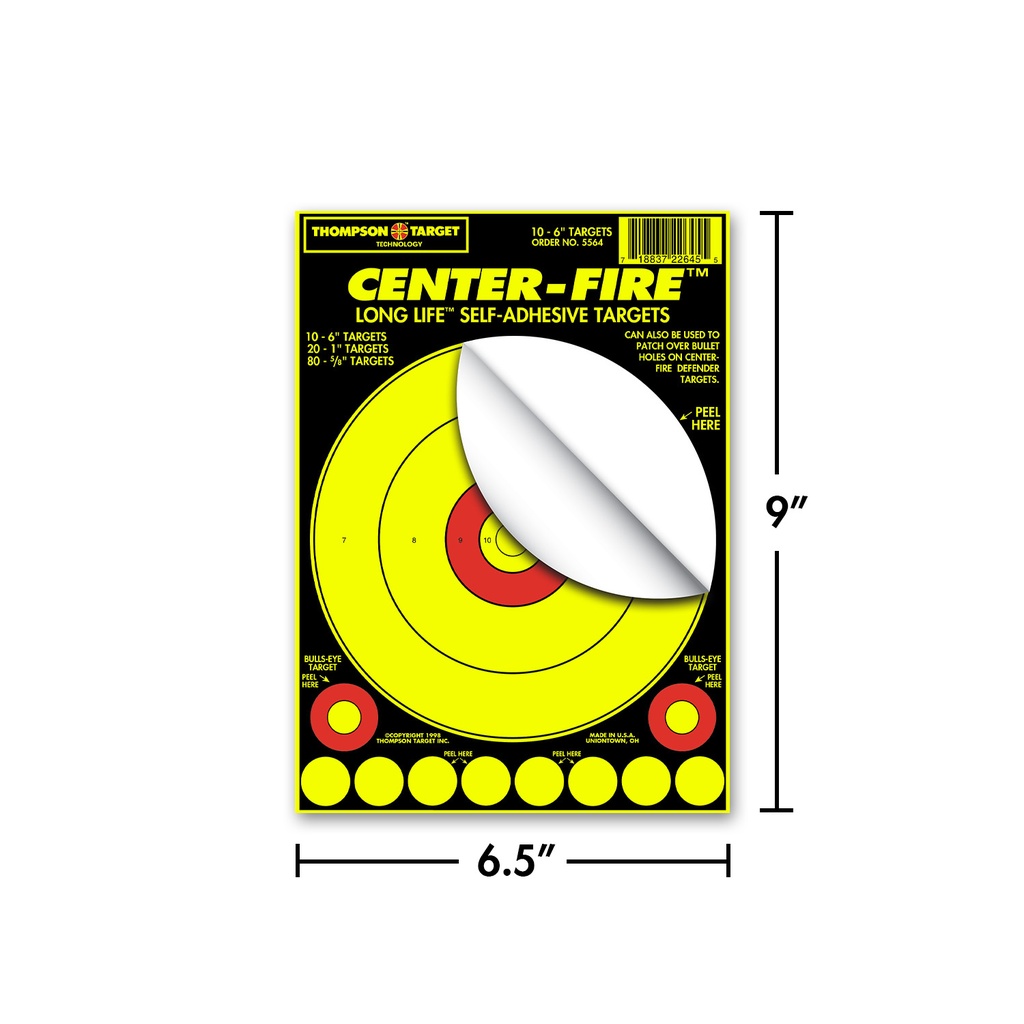 Center-Fire 6.5&quot;x9&quot; Adhesive Targets (10 Pack)