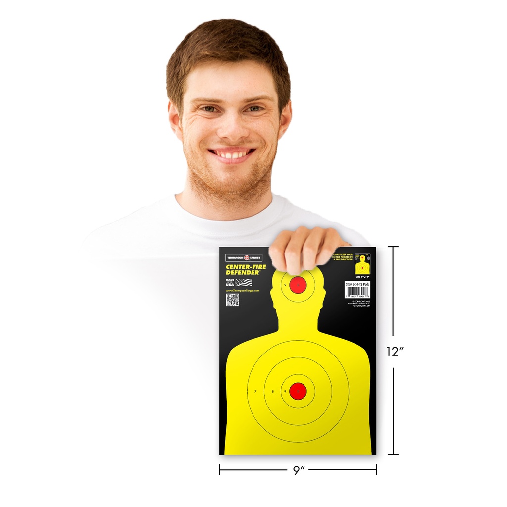 Center-Fire Silhouette 9"x12" Paper Target (Retail 12 Pack) size