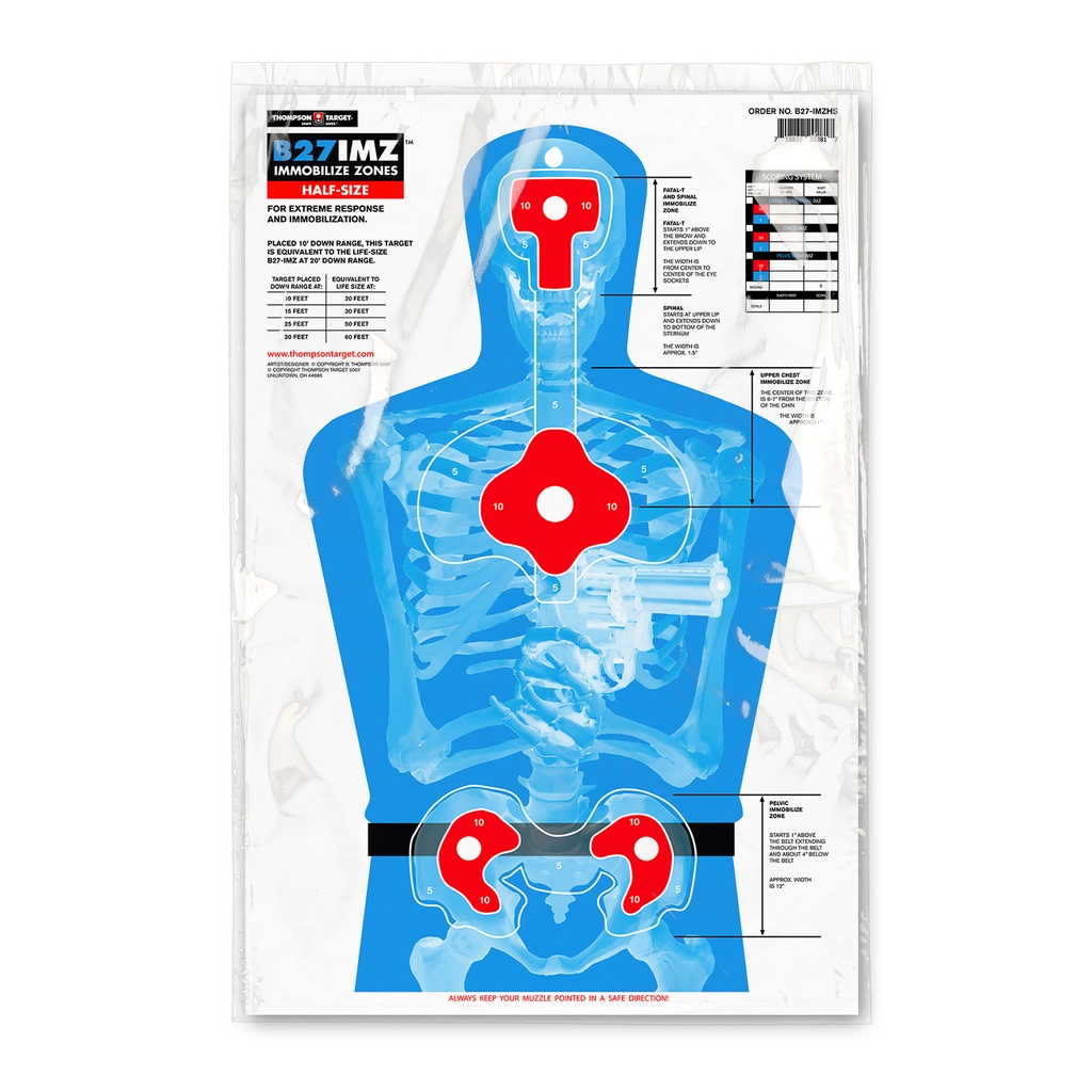 B27-IMZ Half-Size Silhouette 12.5&quot;x19&quot; Paper Targets (Retail 10 Pack)