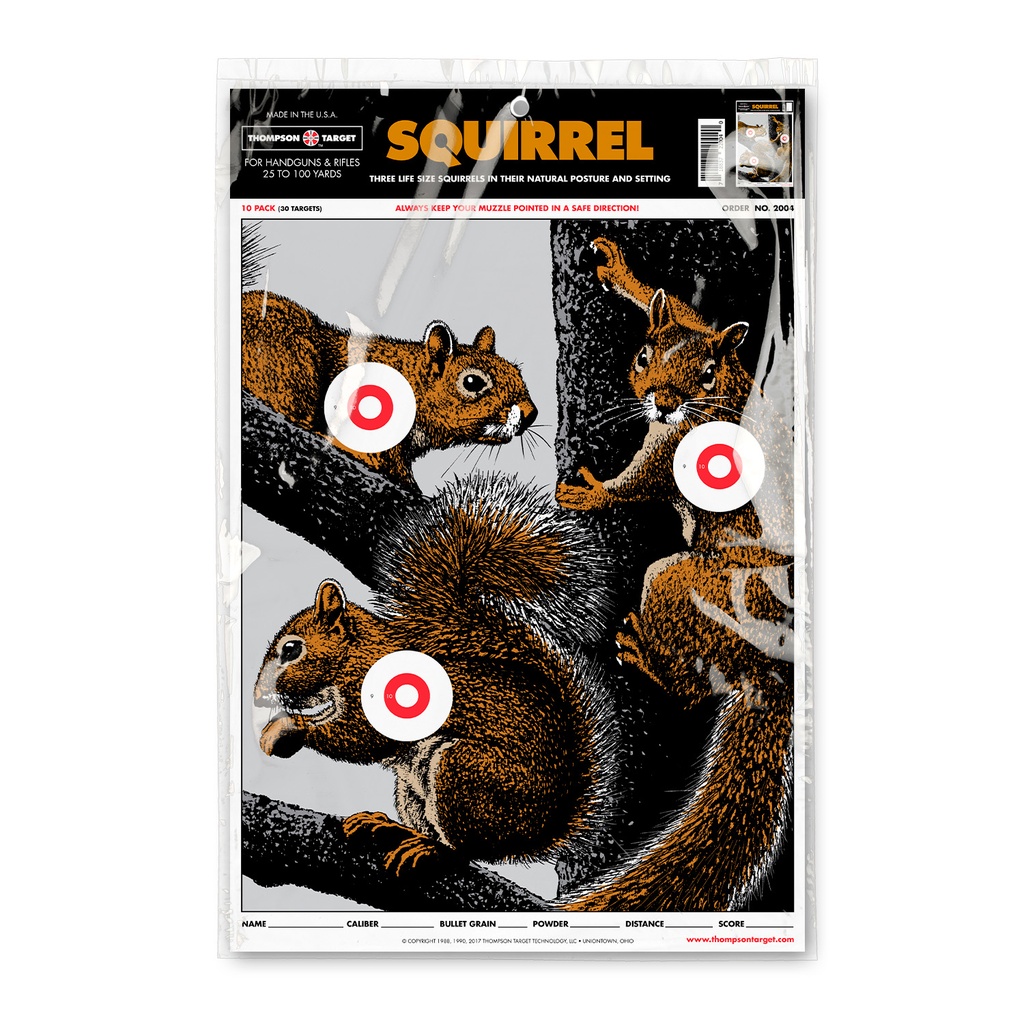 Life-Size Squirrel 12.5"x19" Paper Targets (Retail 10 Pack)
