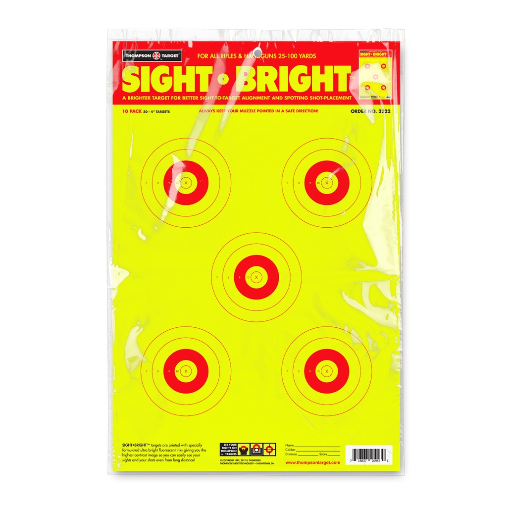Sight Bright 12.5&quot;x19&quot; Paper Targets (Retail 10 Pack)