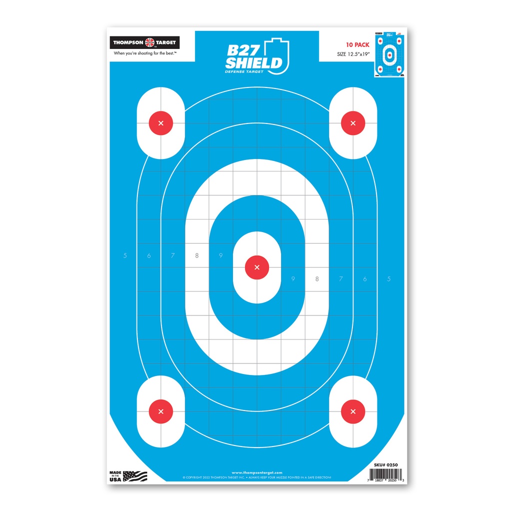 B27-Shield 12.5&quot;x19&quot; Paper Targets (Bulk 100 Pack)