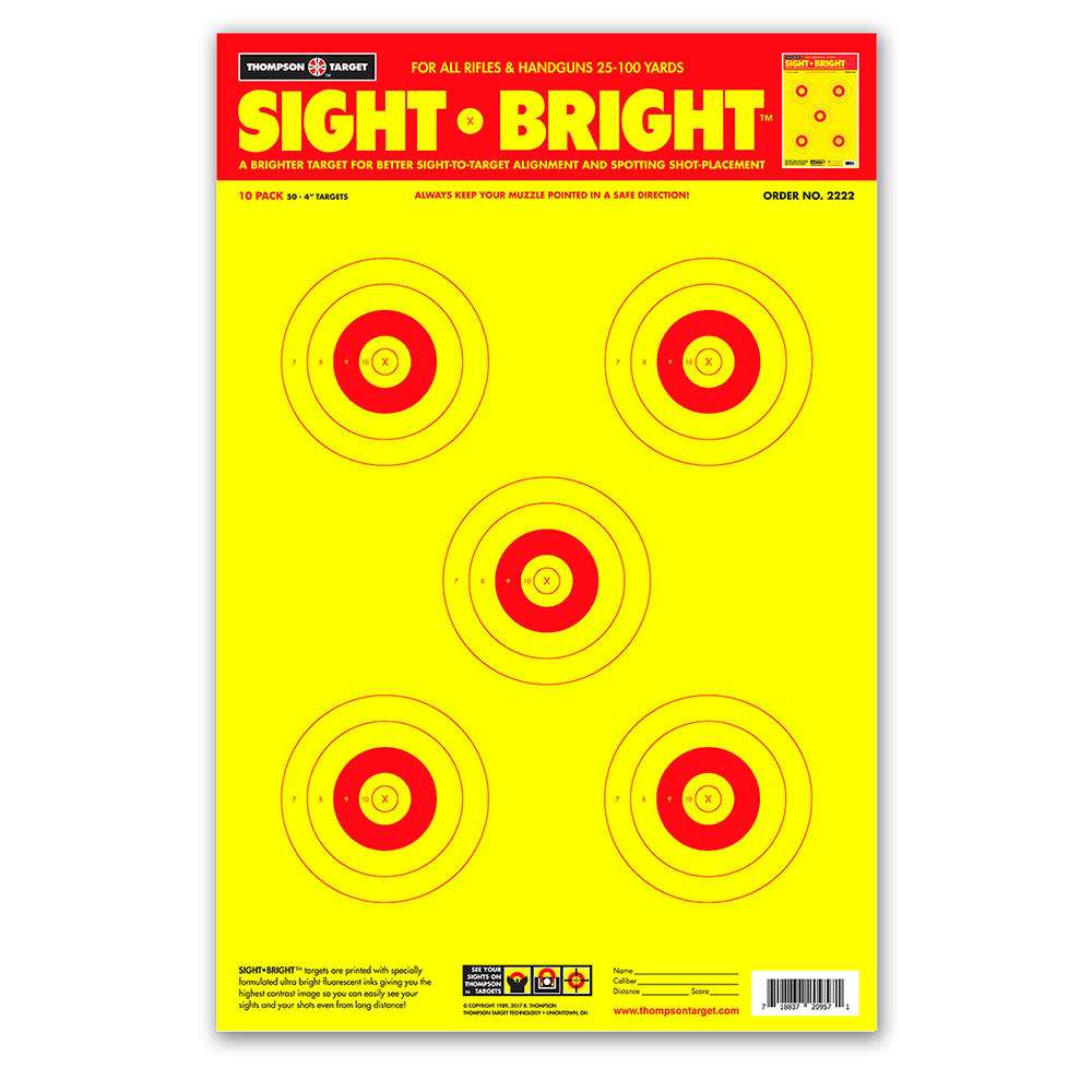 Sight Bright 12.5&quot;x19&quot; Paper Targets (Bulk 100 Pack)