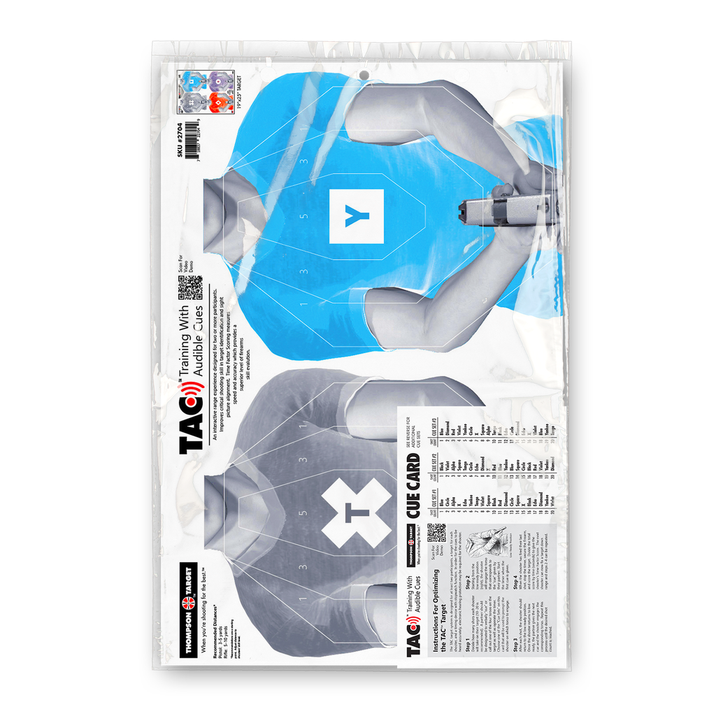 TAC (Training w/Audible Cues) 19"x25" Paper Targets (Retail 20 Pack &amp; Cue Card)