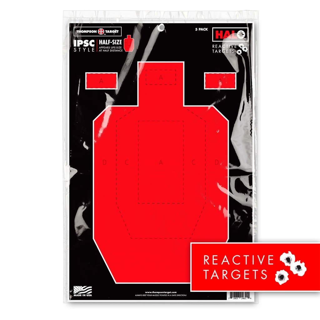HALO IPSC Half-Size 12.5"x19" Reactive Targets (Retail 5 Pack)