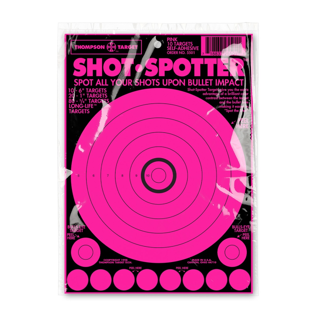 Shot-Spotter Pink 6.5&quot;x9&quot; Adhesive Targets (Retail 10 Pack)