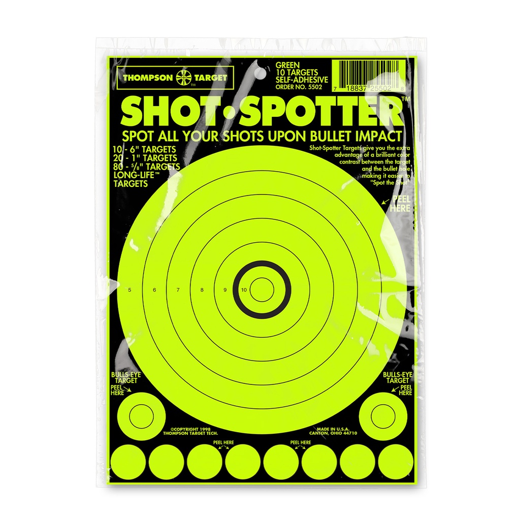 Shot-Spotter Green 6.5"x9" Adhesive Targets (Retail 10 Pack)