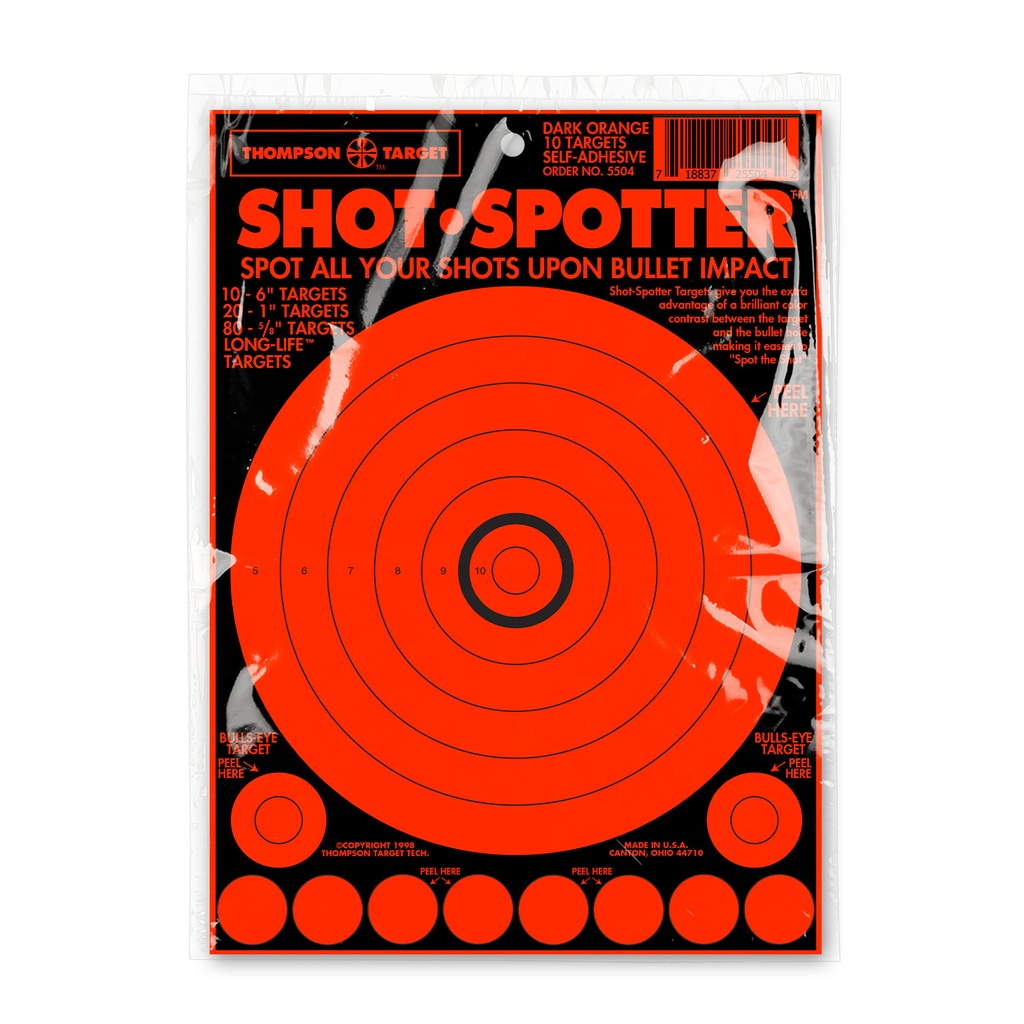 Shot-Spotter Orange 6.5&quot;x9&quot; Adhesive Targets (Retail 10 Pack)
