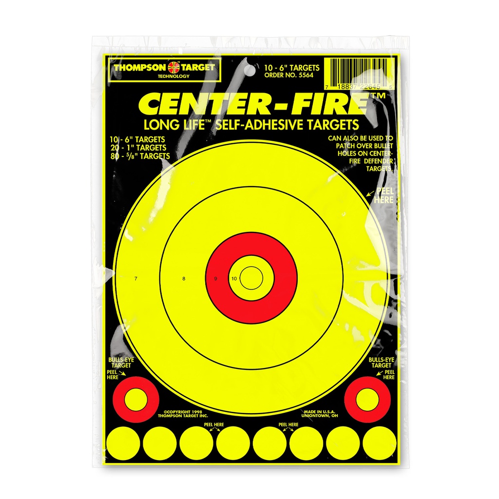 Center-Fire 6.5"x9" Adhesive Targets (Retail 10 Pack)