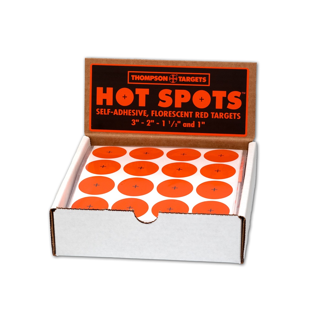 Hot Spots 1.5" Fluorescent Orange Adhesive Targets Box of 12 Packs (10 Sheets/Pack)