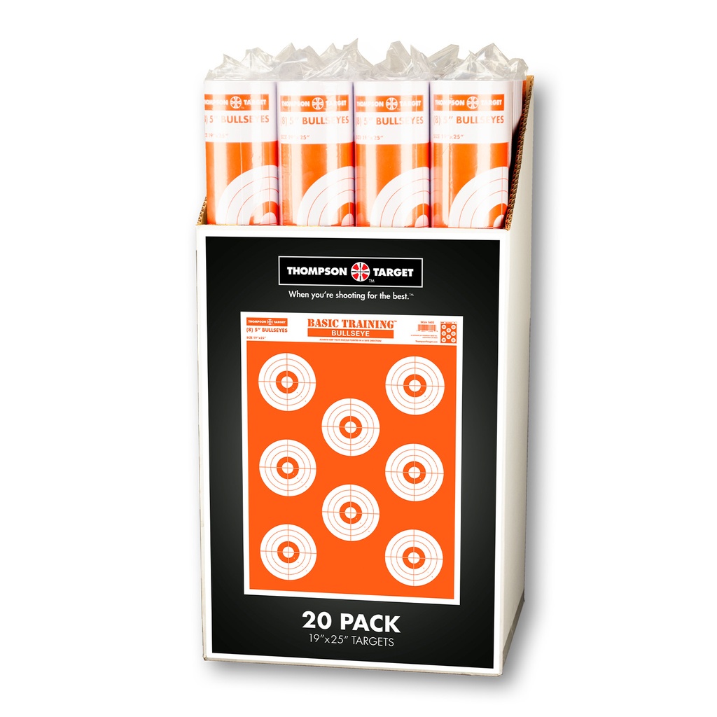 Case of 12 - Basic Training Bullseye 19"x25" Paper Targets (Retail 20 Pack Roll)