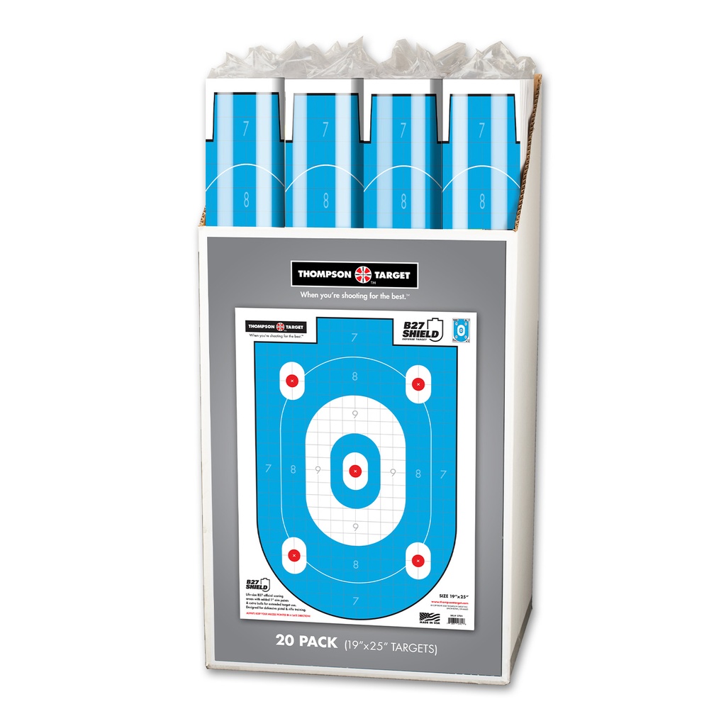 Case of 12 - B27-Shield 19&quot;x25&quot; Paper Targets (Retail 20 Pack Roll)