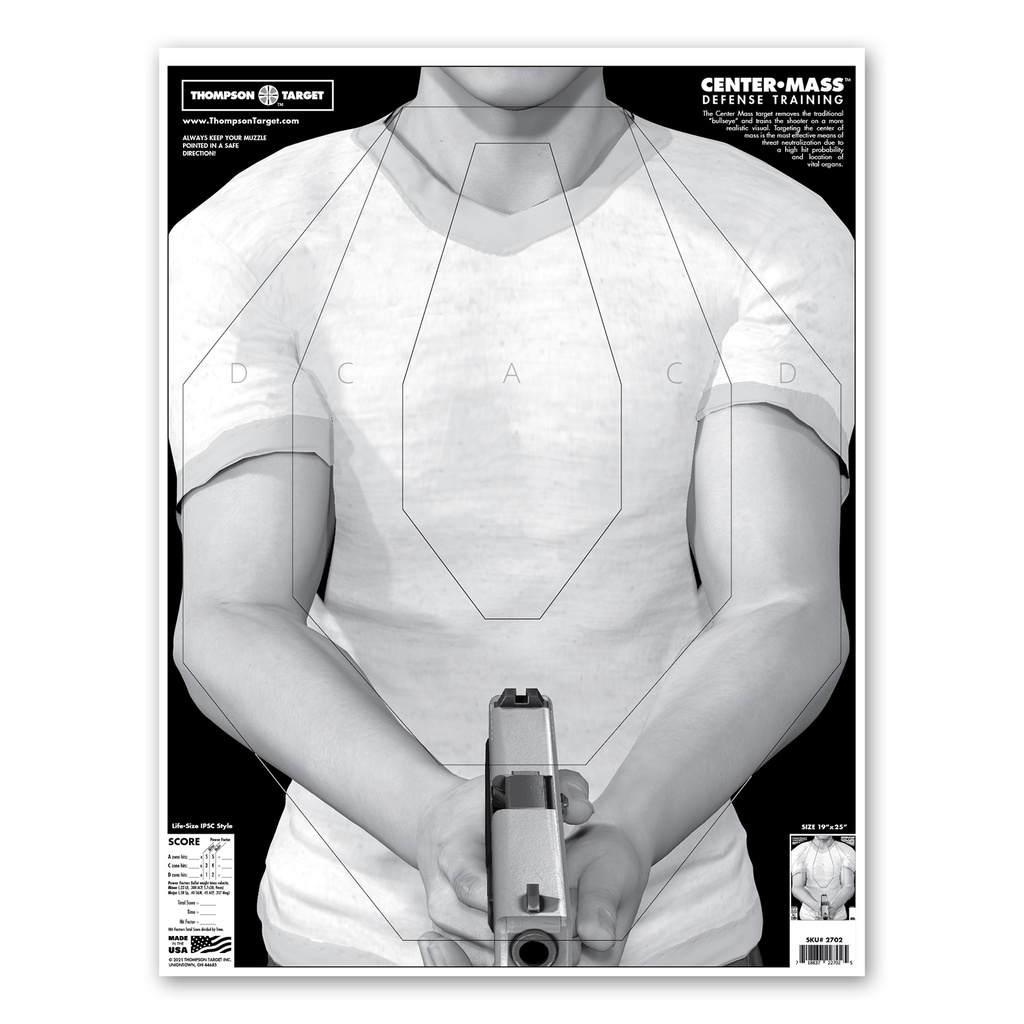 Center-Mass Defense 19"x25" Paper Targets (Bulk 100 Pack)