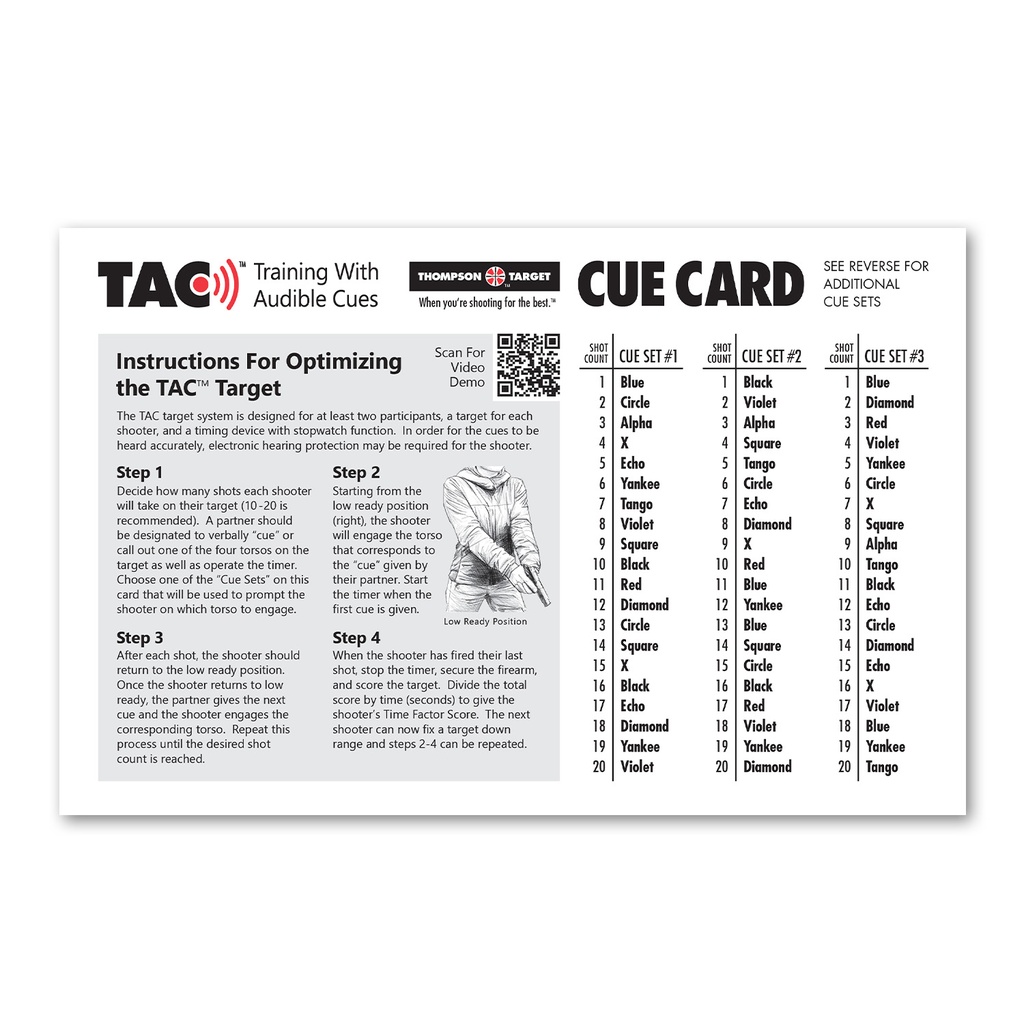 Cue Card for TAC (Training w/Audible Cues) Target - 5.5&quot;x8.5&quot;