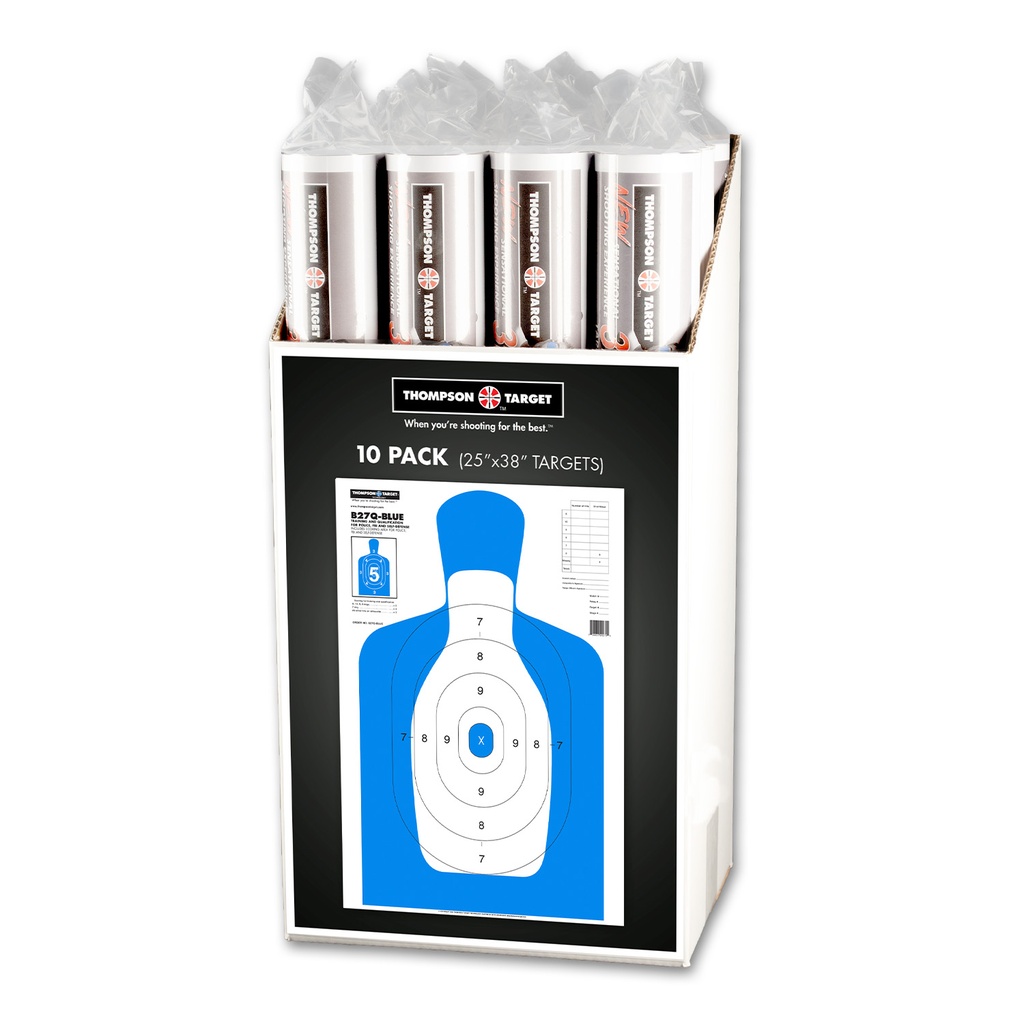 Case of 12 - B27Q-Blue Silhouette 25"x38" Paper Targets (Retail 10 Pack Roll)