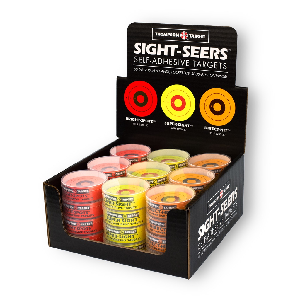 5200 Cardboard Display with 36 Units of Sight-Seers 2.25&quot; Adhesive Targets 50/Pack