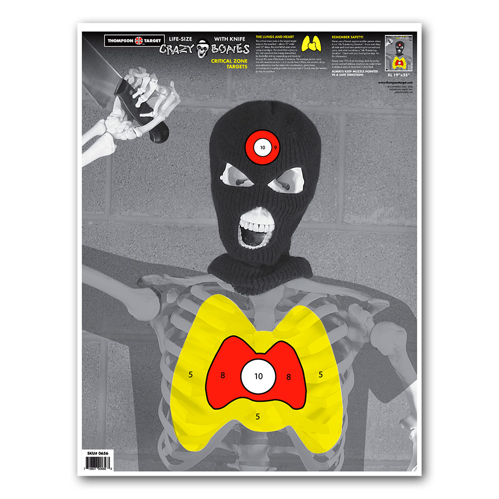 Crazy Bones Knife 19"x25" Paper Target (Bulk 100 Pack)
