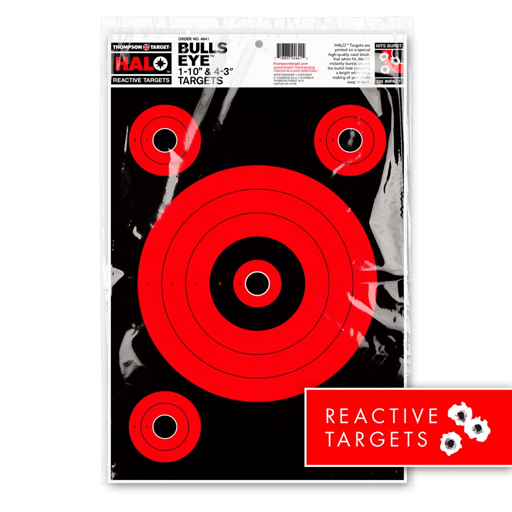 HALO Bullseye 10" &amp; 3" Reactive 12.5"x19" Targets (Retail 20 Pack)