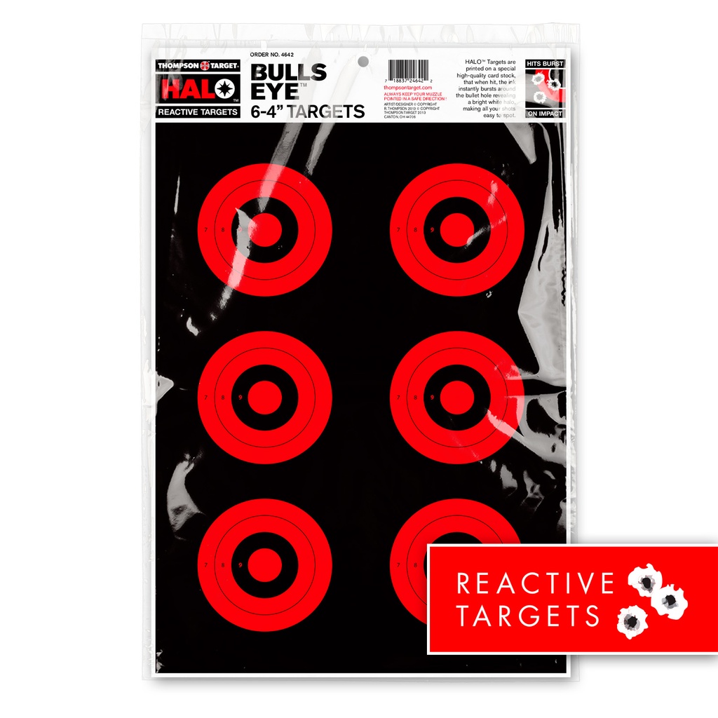 HALO Bullseye 6x4" Reactive 12.5"x19" Targets (Retail 20 Pack)