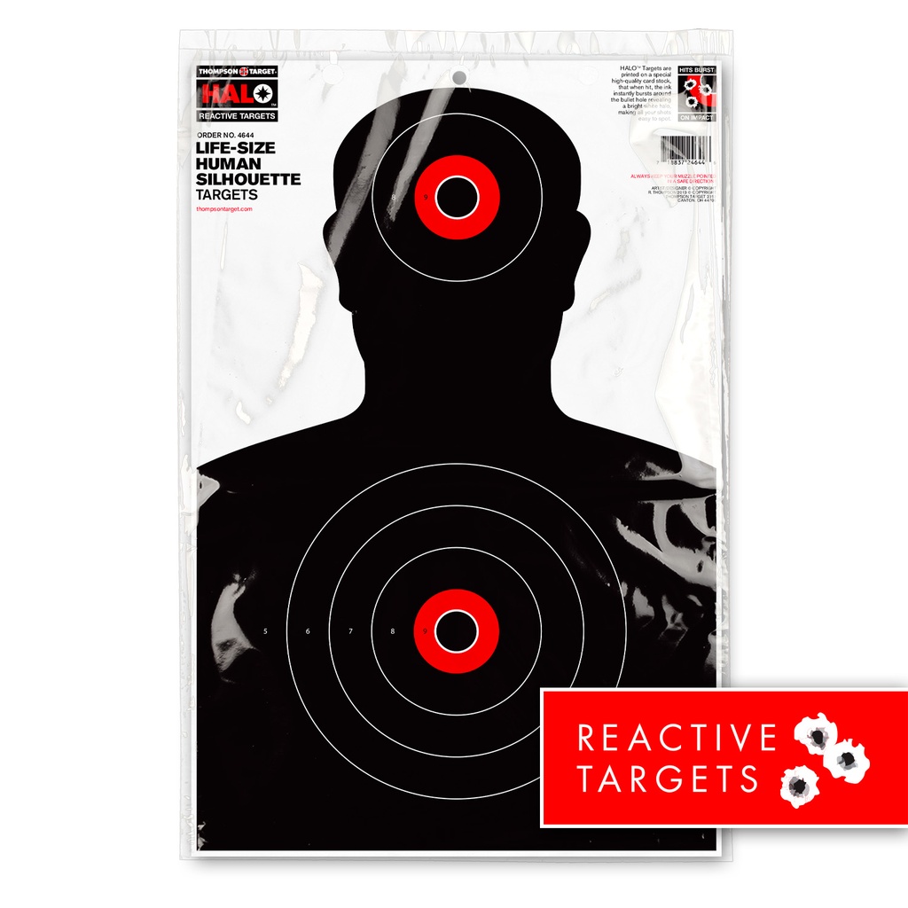 HALO Life-Size Silhouette 12.5&quot;x19&quot; Reactive Targets (Retail 20 Pack)