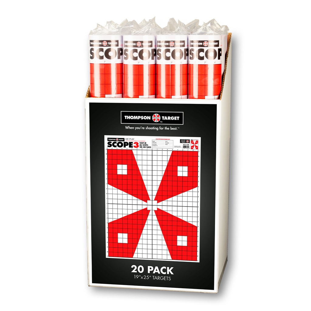 Case of 12 - Scope-3 19"x25" Paper Targets (Retail 20 Pack Roll)