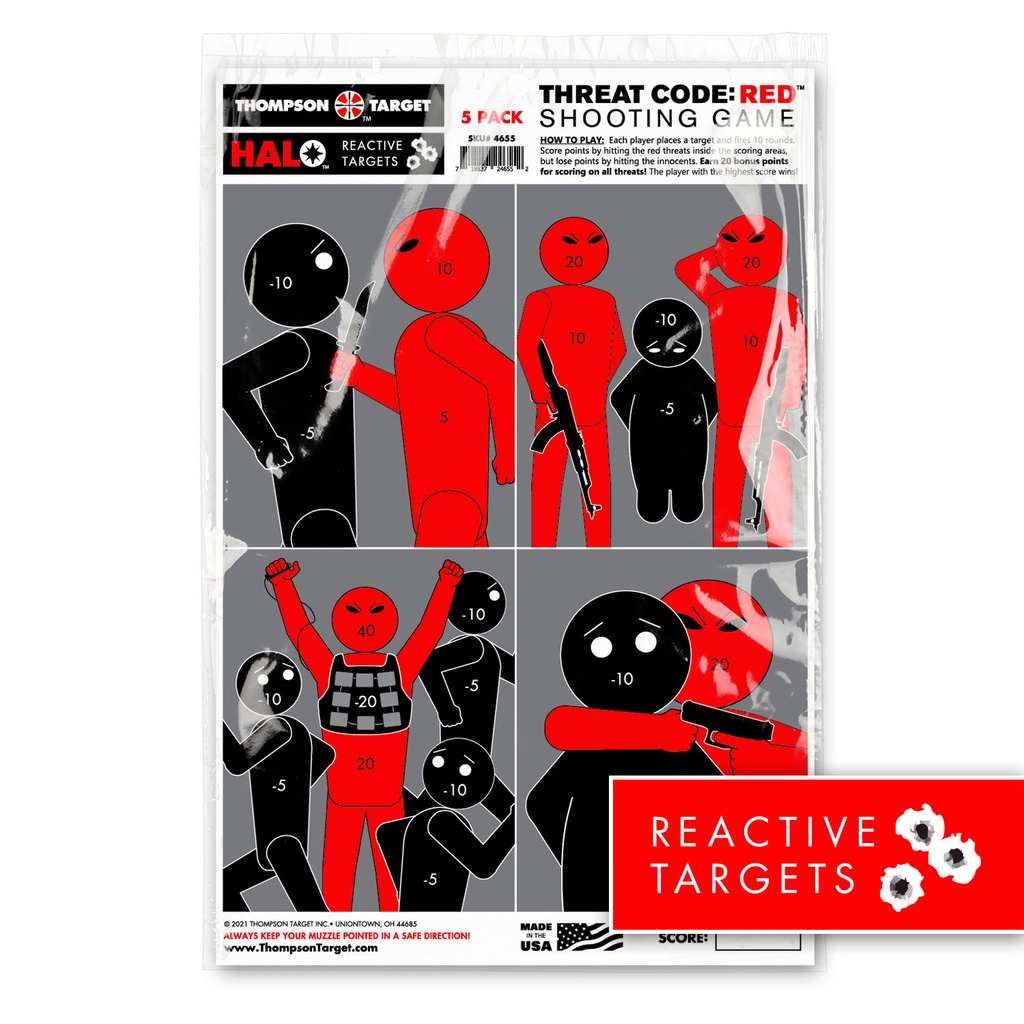 HALO Threat Code: RED 12.5"x19" Reactive Targets (Retail 20 Pack)