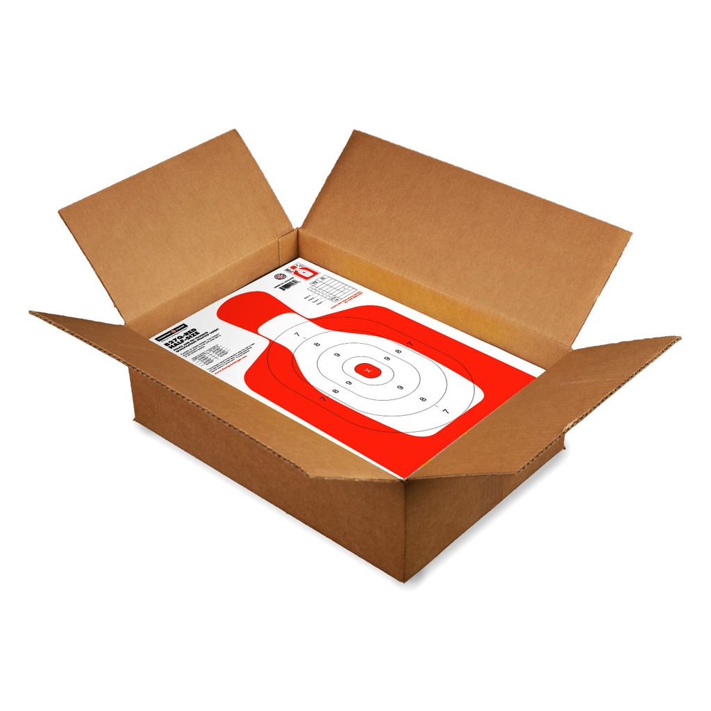 B27Q-Red Half-Size Silhouette 12.5&quot;x19&quot; Paper Target (Bulk 1,000 Case)