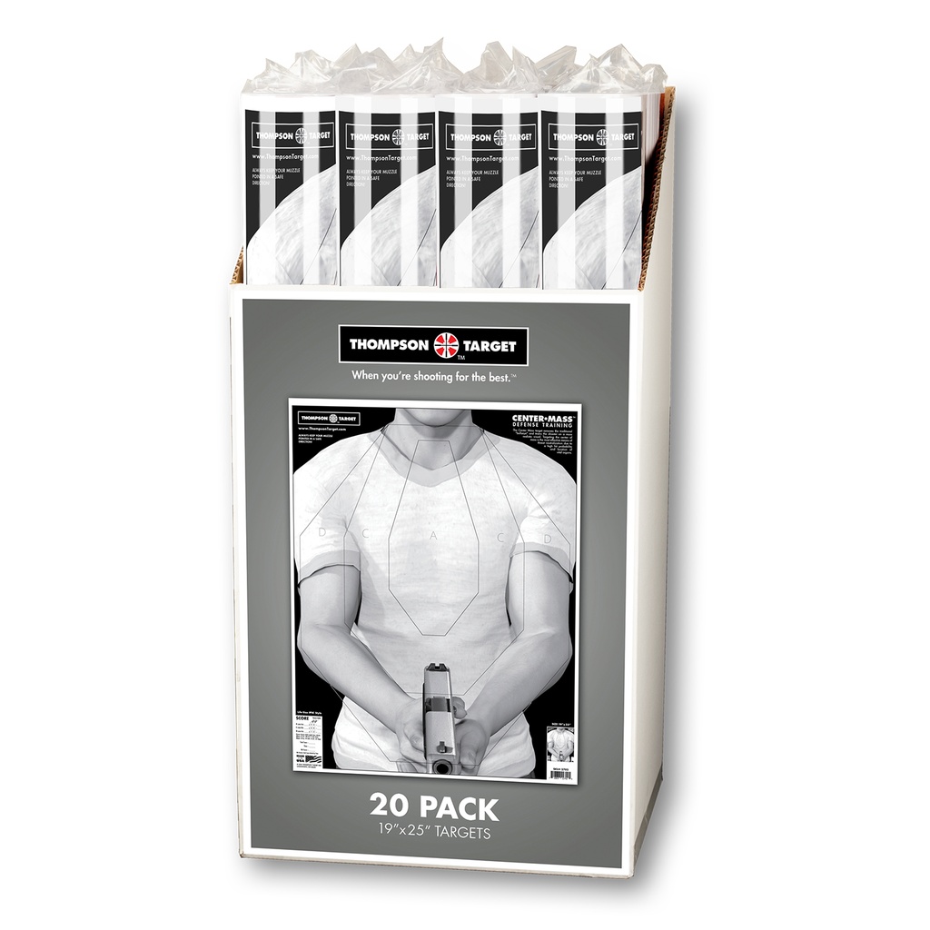 Case of 12 - Center-Mass Defense 19"x25" Paper Targets (Retail 20 Pack Roll)