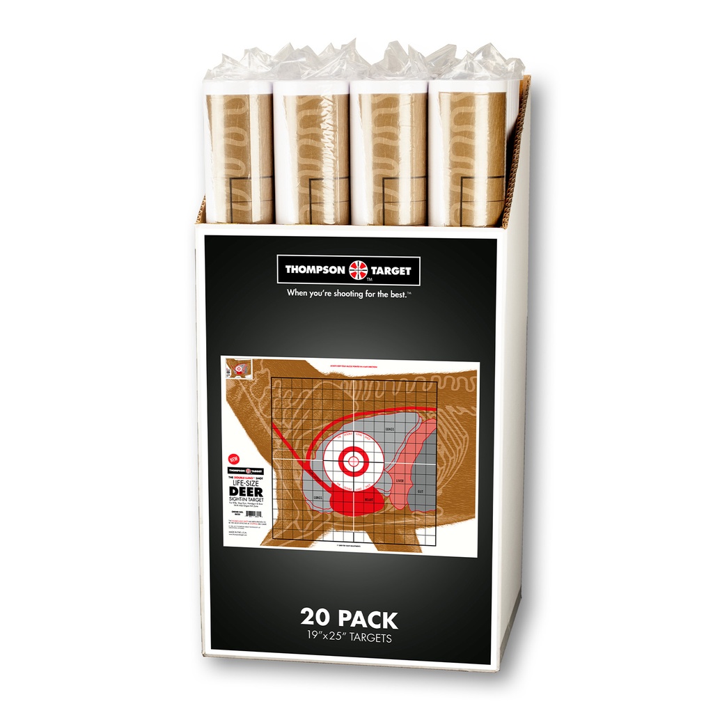 Case of 12 - Life-Size Deer 19&quot;x25&quot; Paper Targets (Retail 20 Pack Roll)