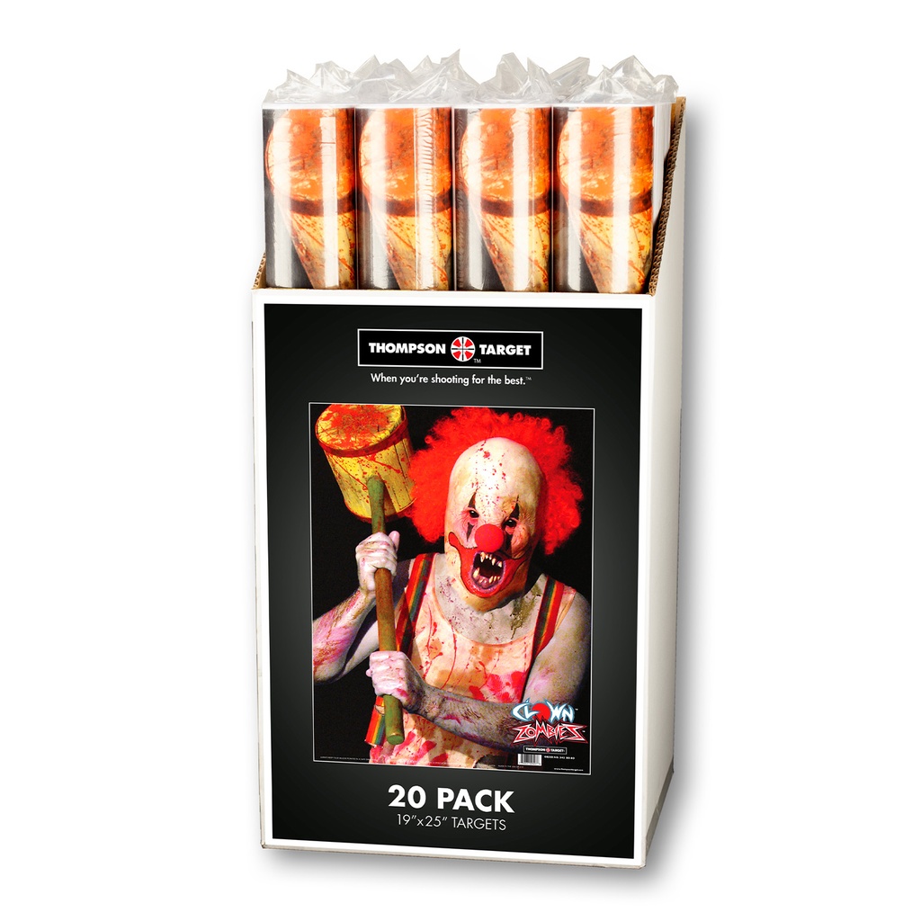 Case of 12 - Clown Zombie 19"x25" Paper Targets (Retail 20 Pack Roll)