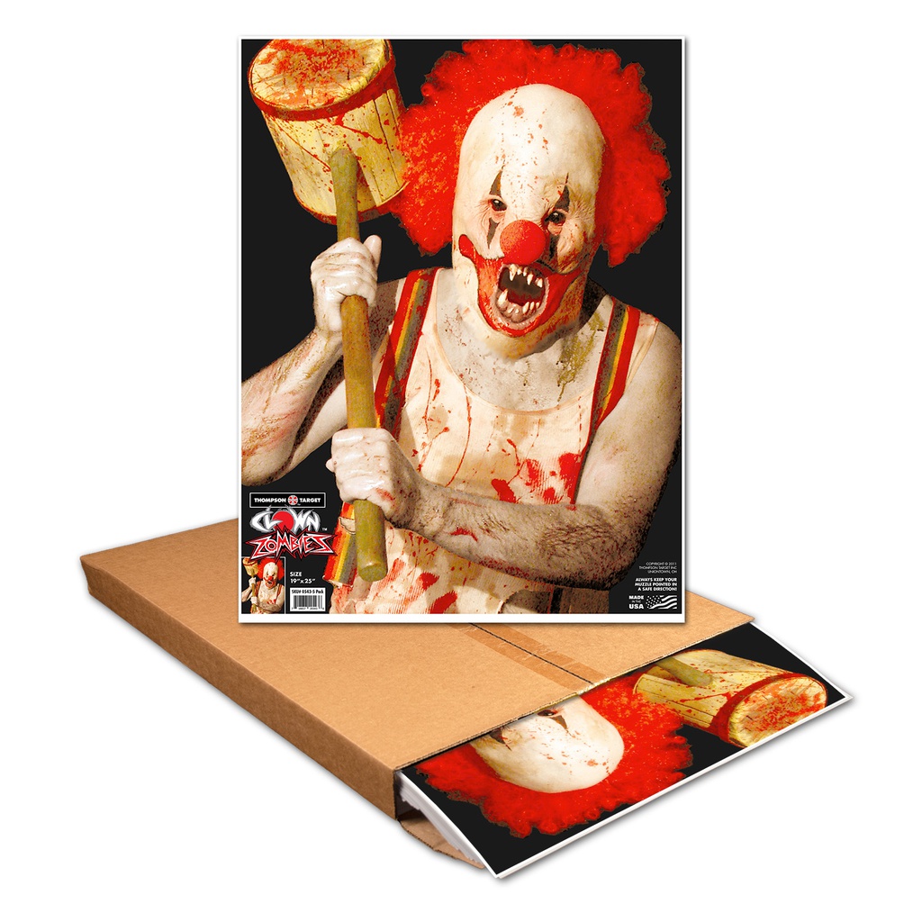 Clown Zombie 19"x25" Paper Target (Bulk 500 Case)