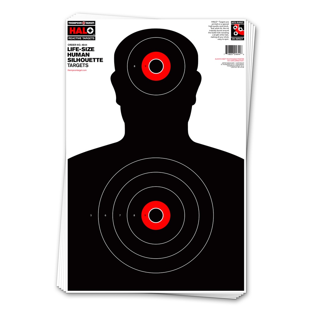 HALO Life-Size Silhouette 12.5&quot;x19&quot; Reactive Targets (Bulk 100 Pack)