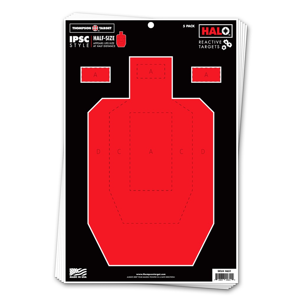 HALO IPSC Half-Size 12.5"x19" Reactive Targets (Bulk 100 Pack)
