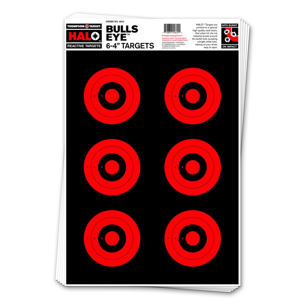 HALO Bullseye 6x4" Reactive 12.5"x19" Targets (Bulk 100 Pack)
