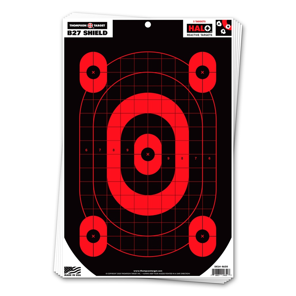 HALO B27-Shield 12.5&quot;x19&quot; Reactive Targets (Bulk 100 Pack)