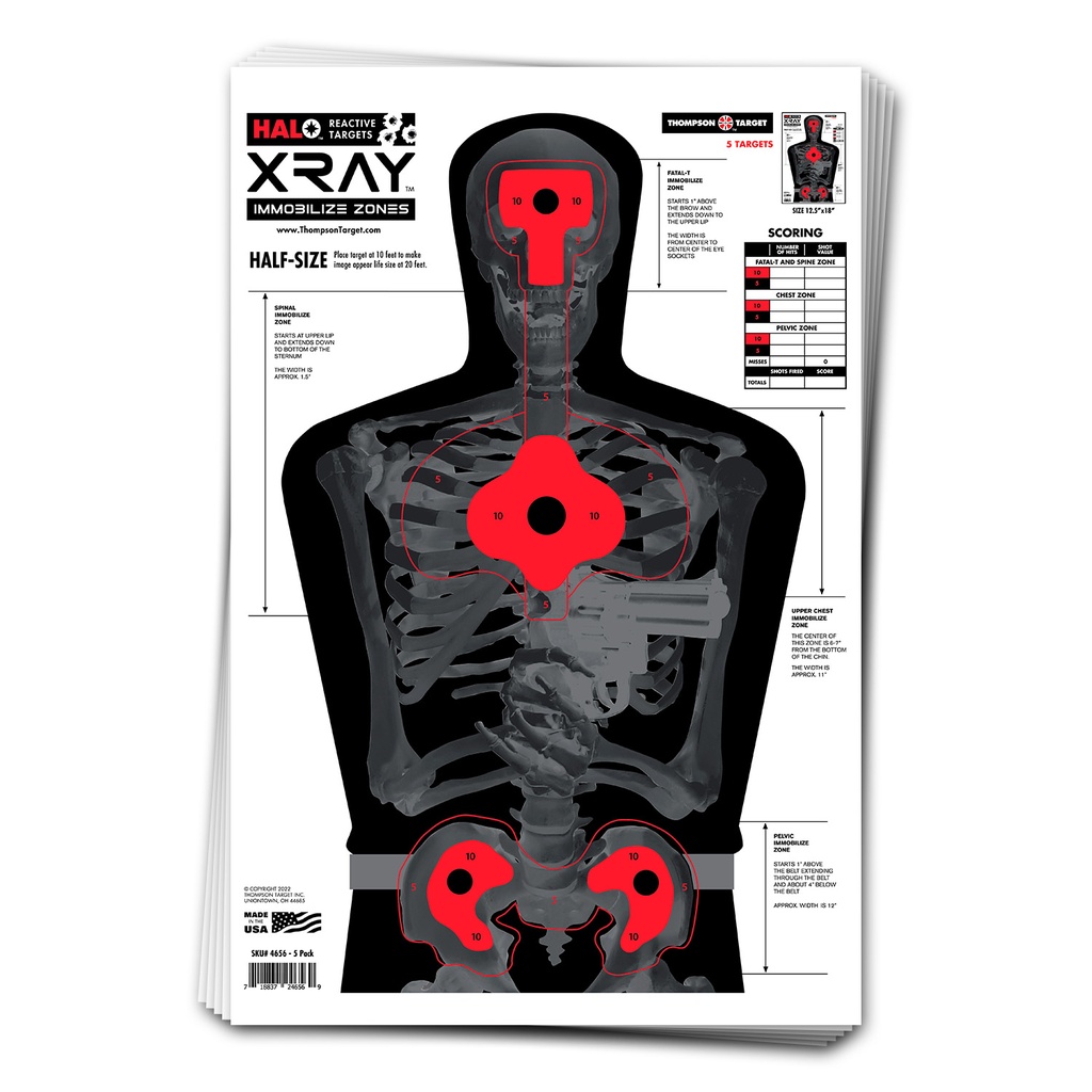 HALO X-Ray Silhouette 12.5"x19" Reactive Targets (Bulk 100 Pack)