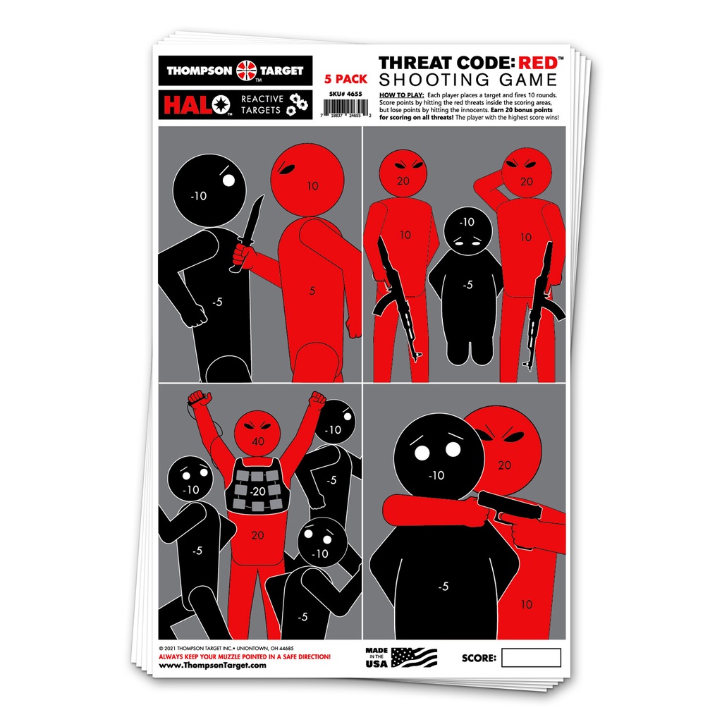HALO Threat Code: RED 12.5"x19" Reactive Targets (Bulk 100 Pack)