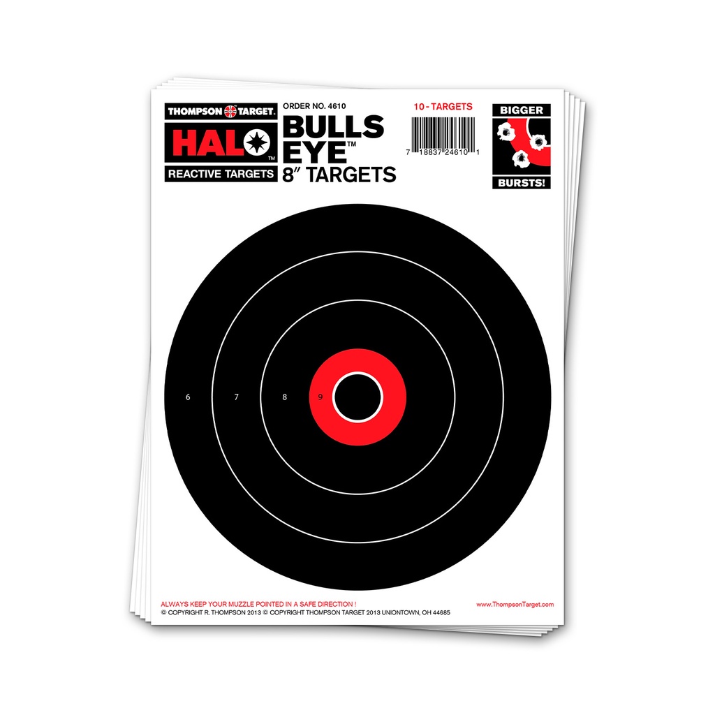 HALO Bullseye 8&quot; Reactive 8.5&quot;x11&quot; Targets (Bulk 200 Pack)
